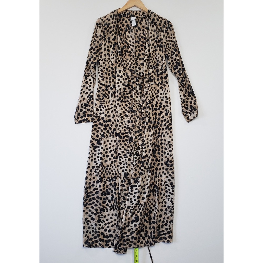 H&M Leopard Print Long Sleeve Maxi Duster Kimono Women Size S Festival Casual - Picture 3 of 6